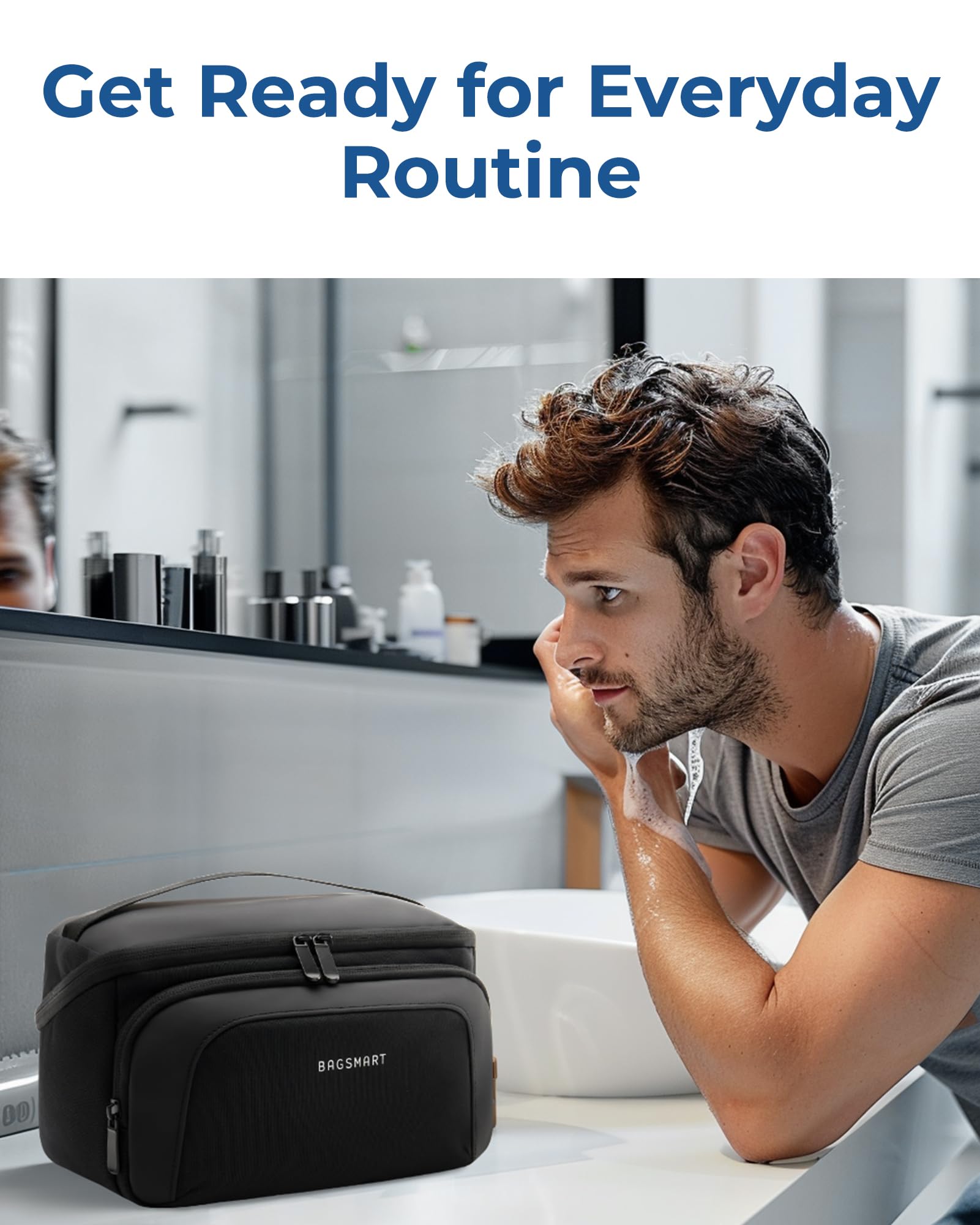 BAGSMART water-resistant fabric protects gear in humid bathroom environments.