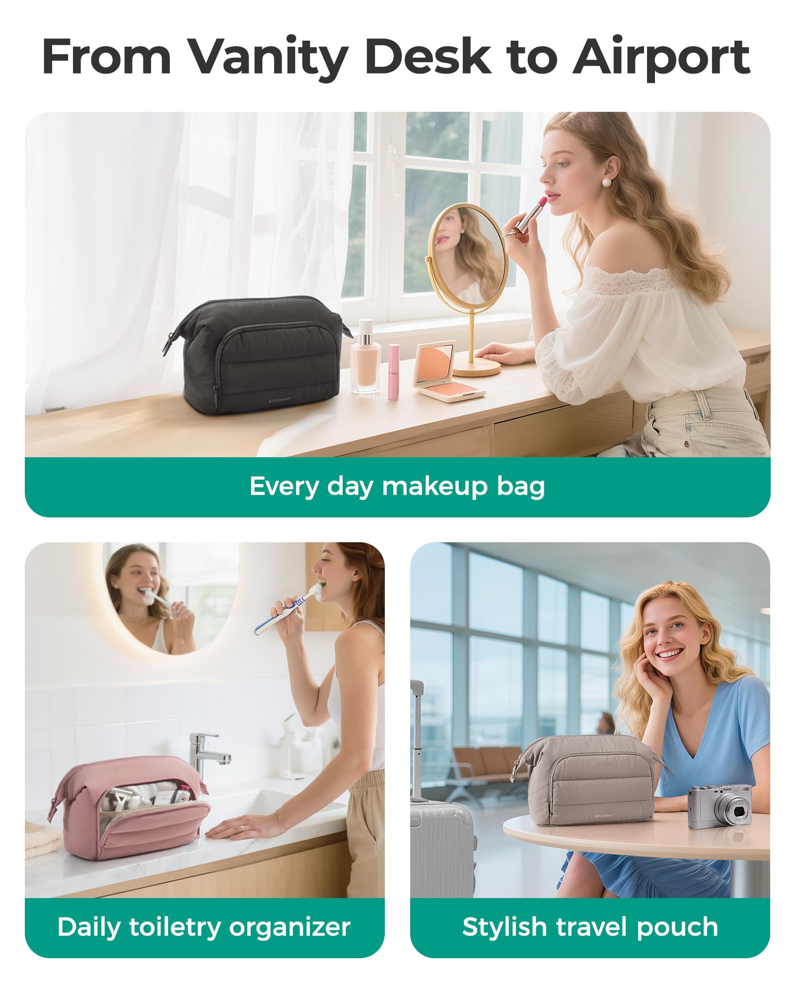 BAGSMART waterproof materials with PVC front pocket for easy cleaning.