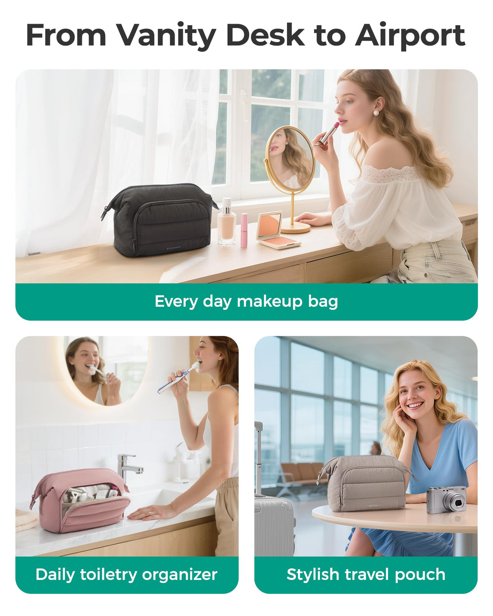 BAGSMART waterproof materials with PVC front pocket for easy cleaning.