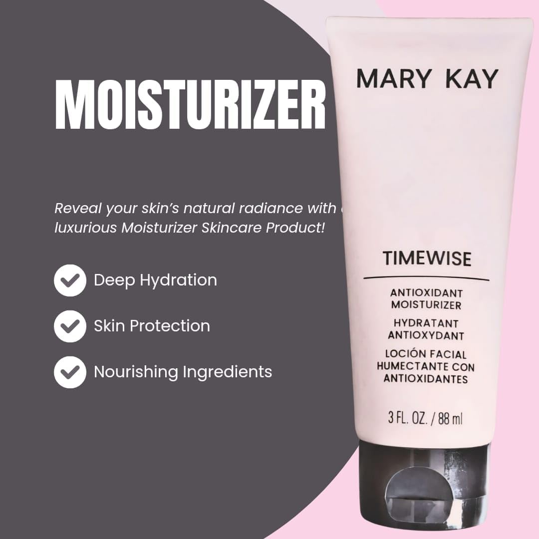 Bagues MK Antioxidant Moisturizing Cream applied to cheeks supports 12-hour hydration.
