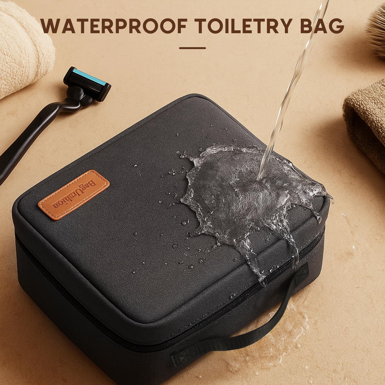 BagUrshion toiletry bag external quick-grab pocket for essentials.