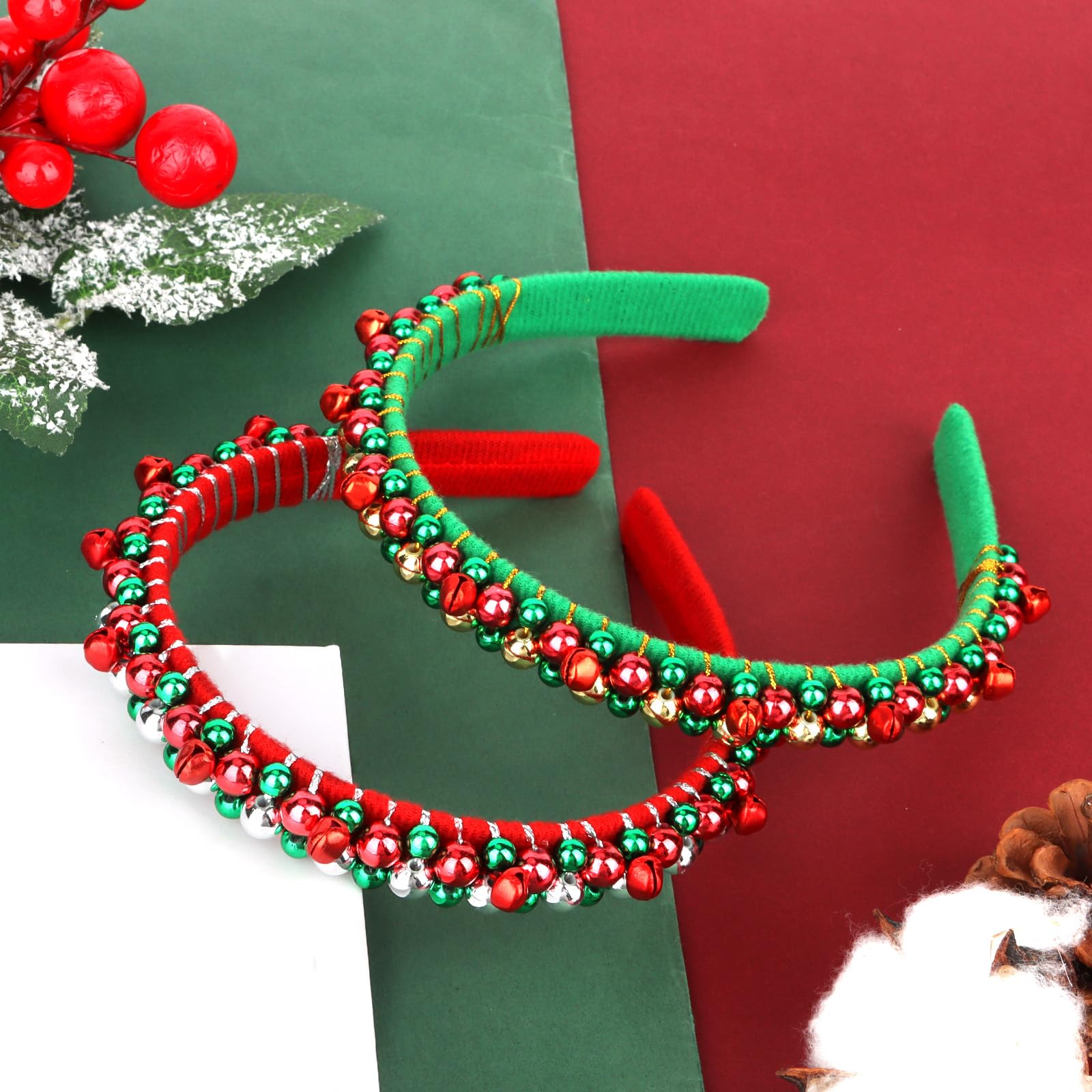 BAHABY Christmas bell headband green adds holiday charm for parties