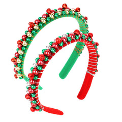 BAHABY Christmas bell headband red with jingle bells for festive wear