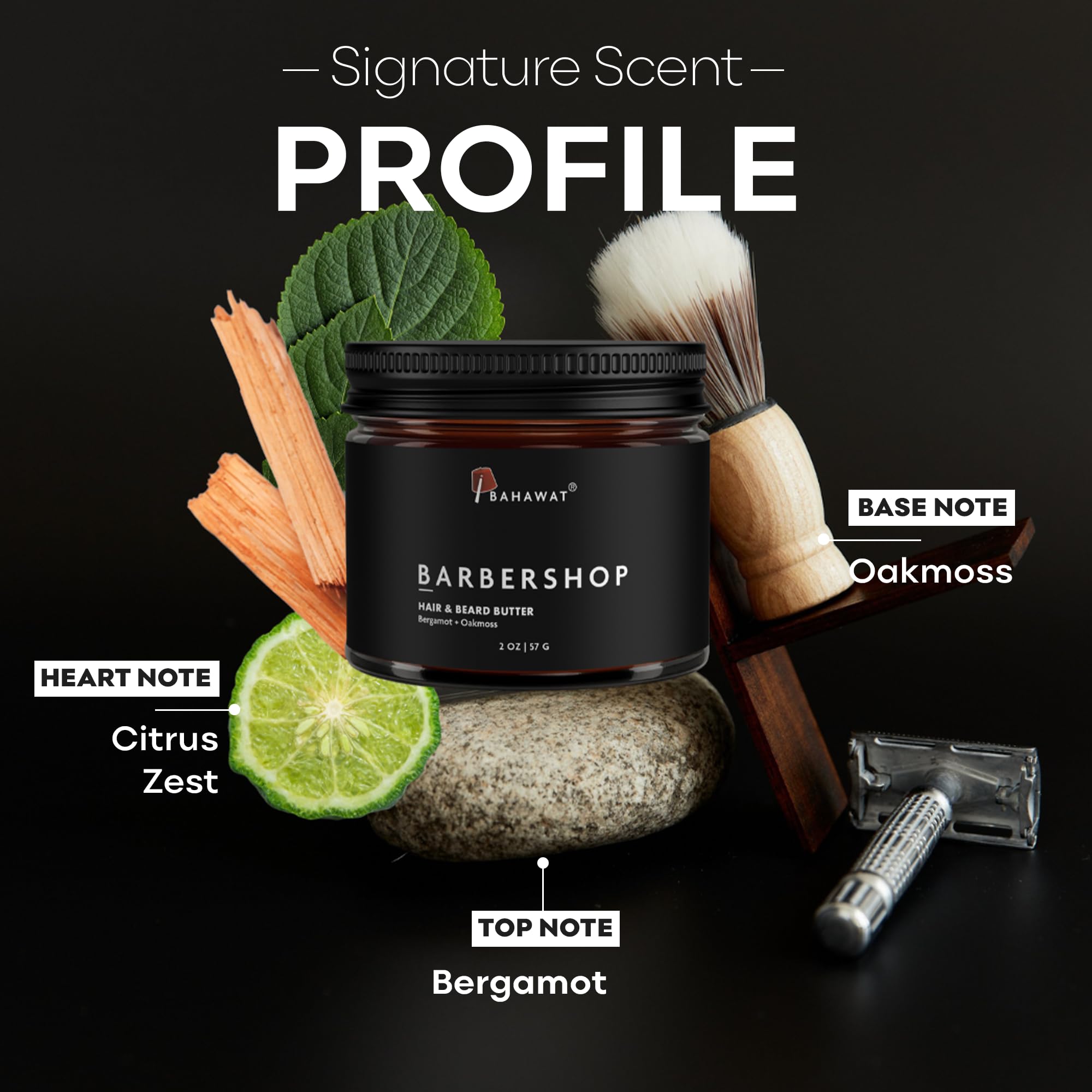 BAHAWAT barbershop scent bottle evokes a fresh barber shop feel