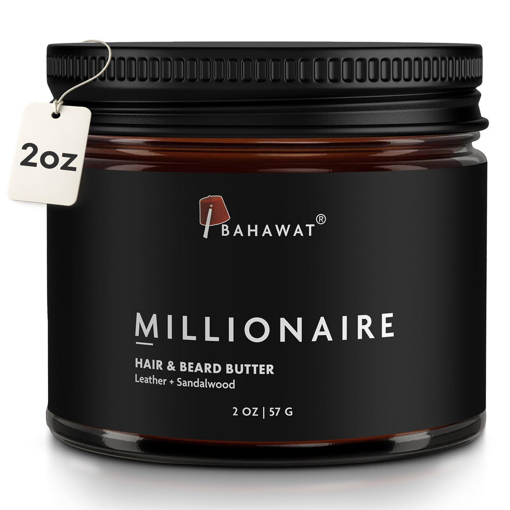 BAHAWAT leather-sandalwood butter bottle for premium beard grooming