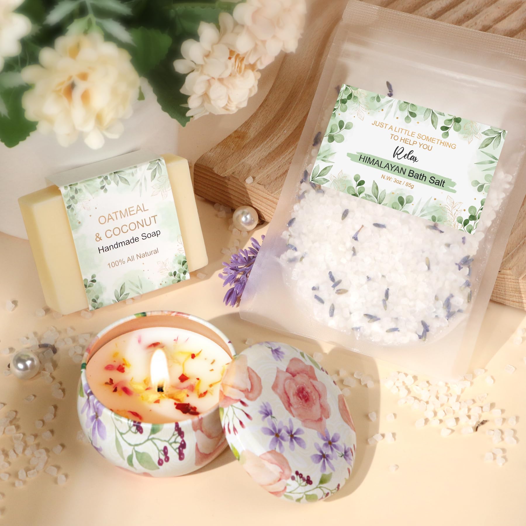 BaiCai get well gift basket Himalayan bath salt for soothing soak moments