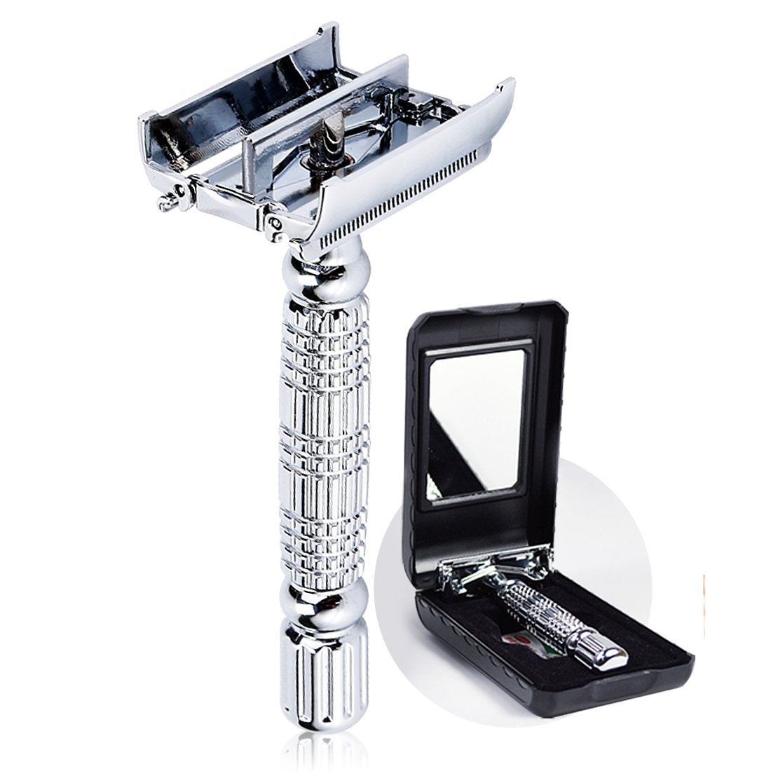 BAILI butterfly-open-tto-razor close-up shows easy blade changes for beginners.