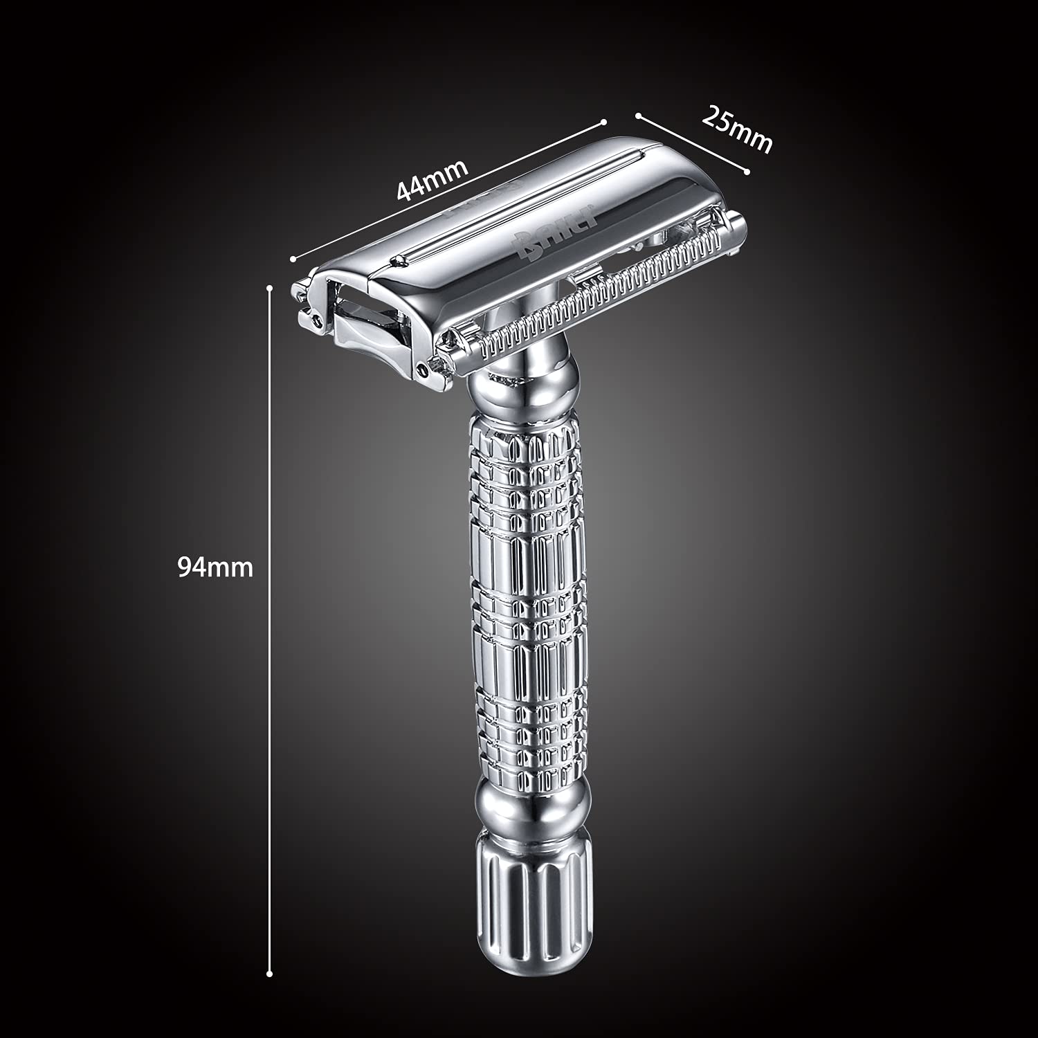 BAILI rust-proof-zinc-alloy-razor-body emphasizes durable metal construction.