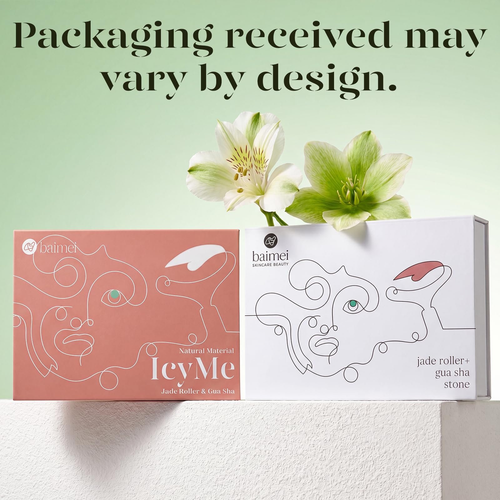 BAIMEI gift packaging staged in lifestyle setting showing elegant present-ready appeal