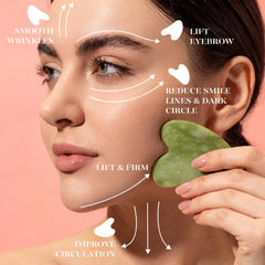 BAIMEI angled gua sha tool display showing contour shape for sculpting cheekbones