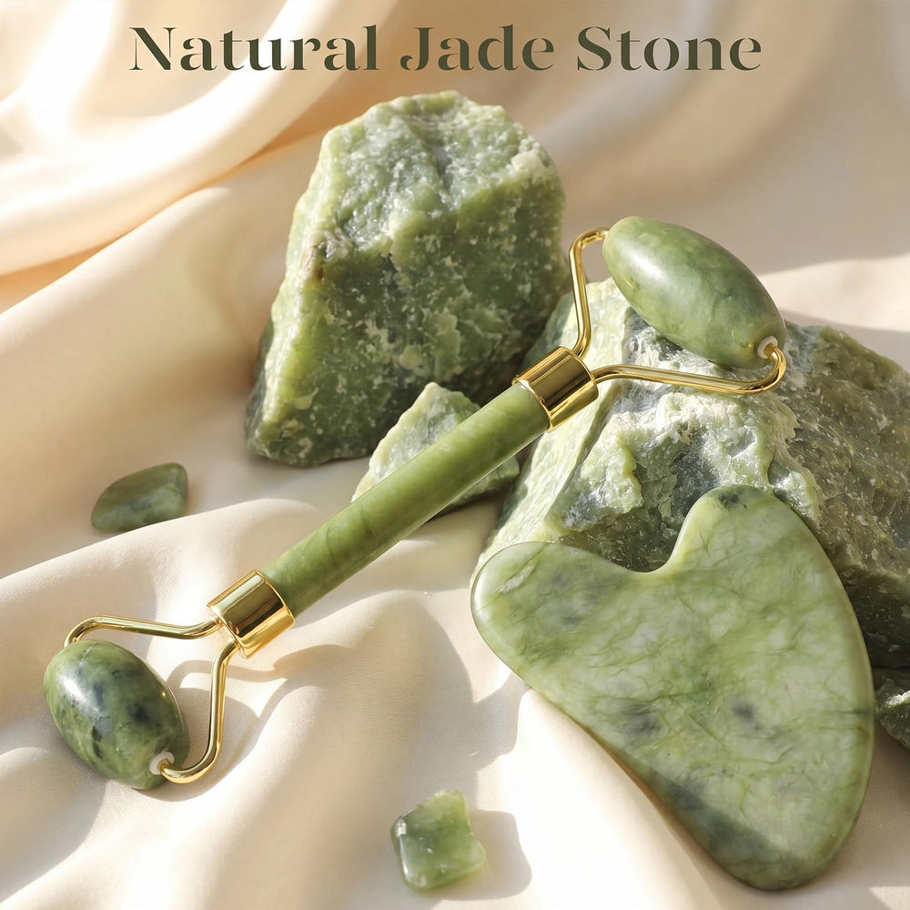 BAIMEI gua sha pressed along jawline showing lifting action and definition benefit