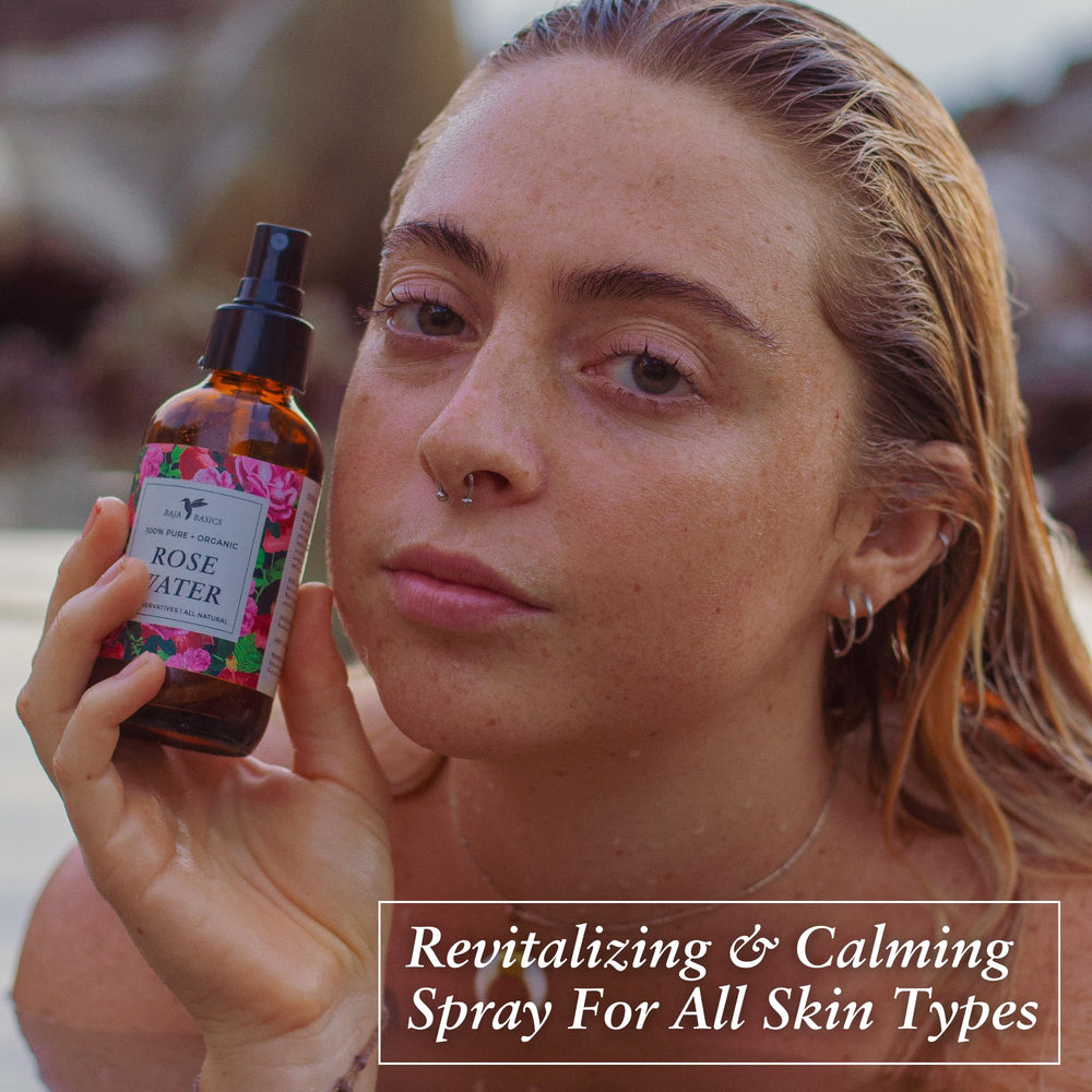 Baja Basics rose-water facial spray fits into morning skincare routines