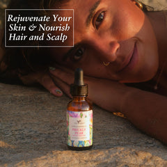 Baja Basics prickly pear seed oil texture — lightweight absorption for skin and hair.