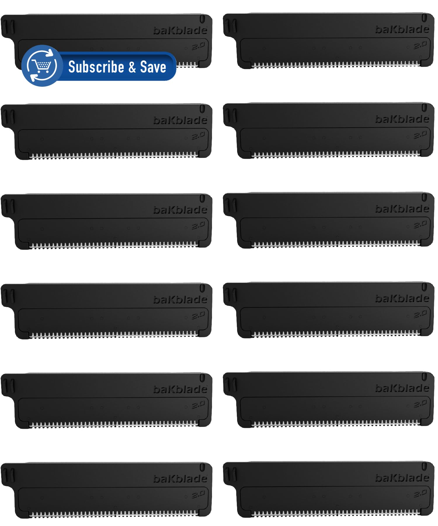 baKblade back shaver refill cartridge—the 12-pack provides quick replacements for smooth, consistent shaves.