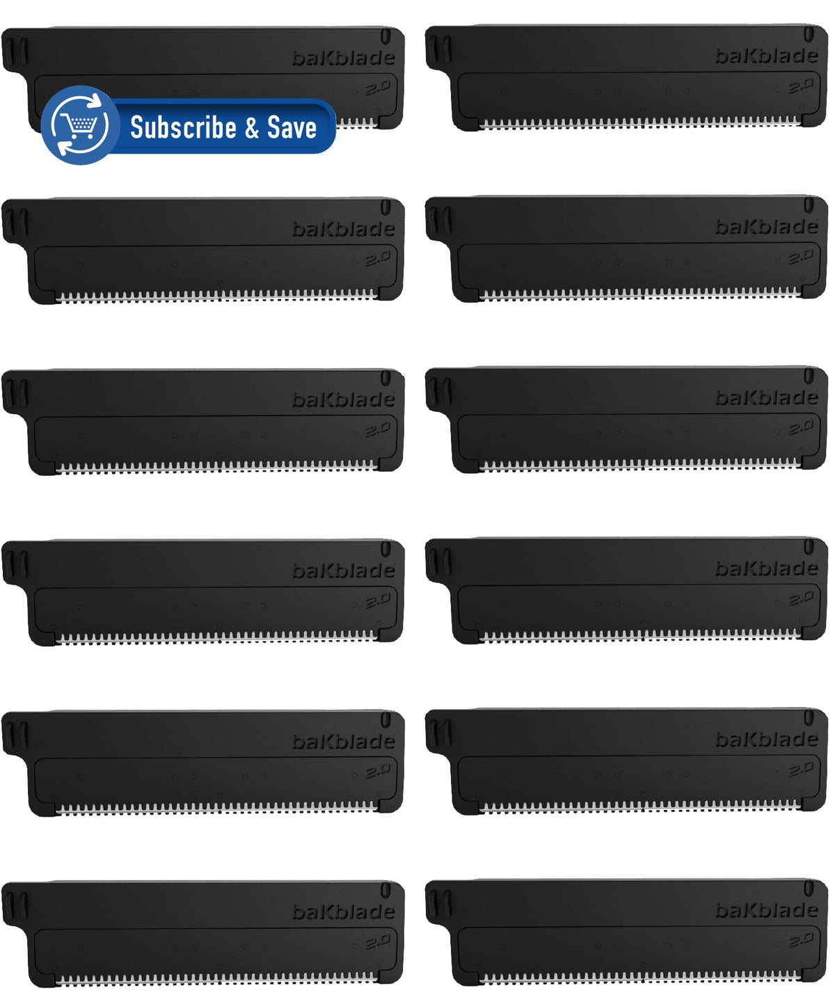 baKblade back shaver refill cartridge—the 12-pack provides quick replacements for smooth, consistent shaves.