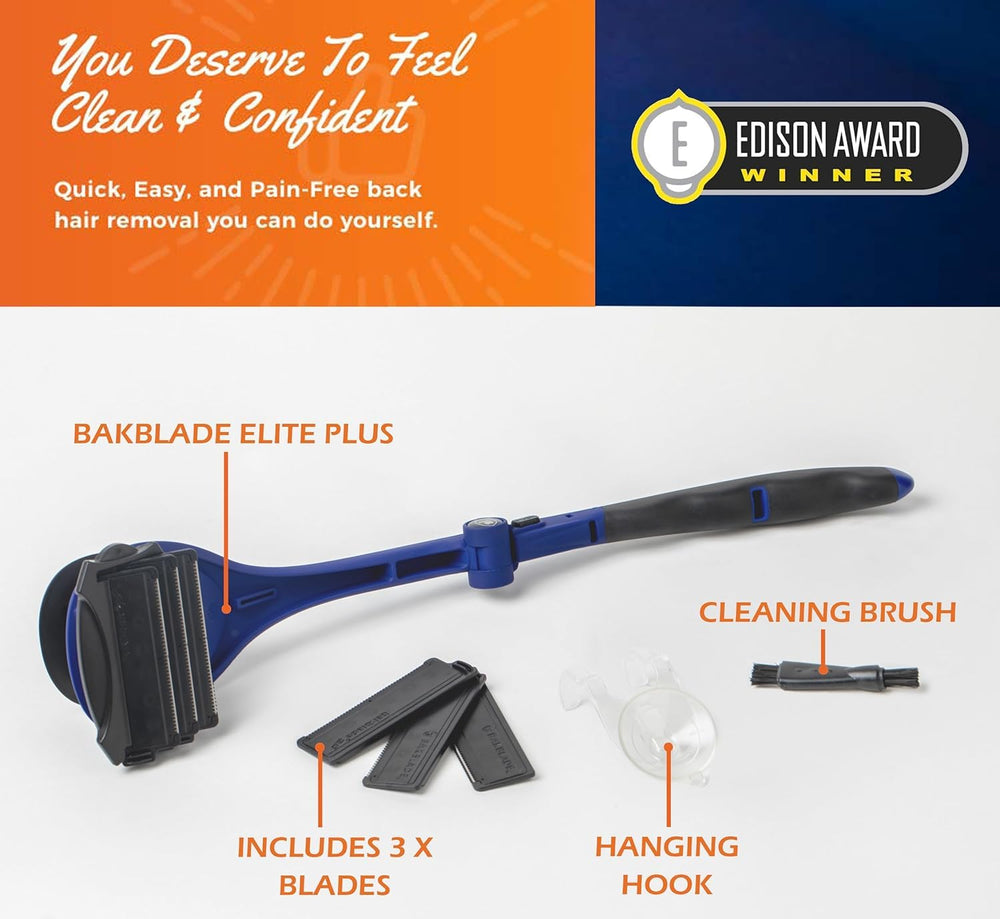 BAKBLADE 2.0 blade holder holds two cartridges for ready-to-use shaves.