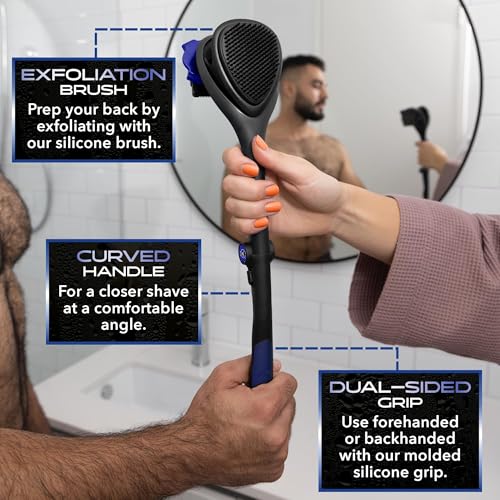 baKblade 3.0 ergonomic silicone grip enhances control for comfortable back shaving