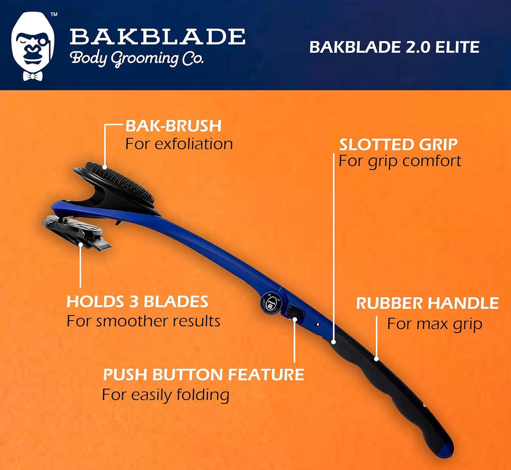 BAKBLADE back shaver, quick-clean design, makes maintenance simple after use.