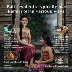 Bali Aga Kemiri Oil scalp care image indicating soothing dry scalp