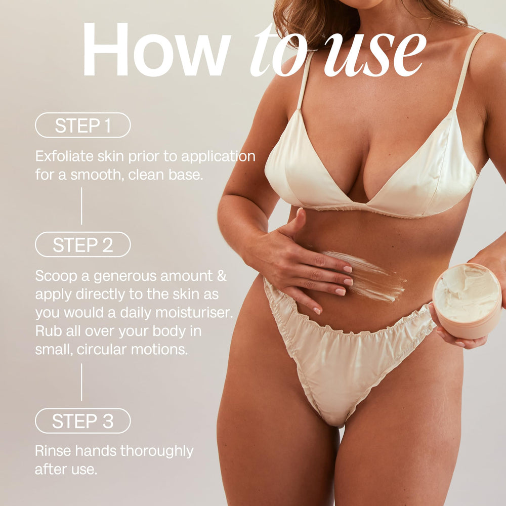 Bali Body Gradual Tanning Butter close-up reveals creamy texture for easy blending