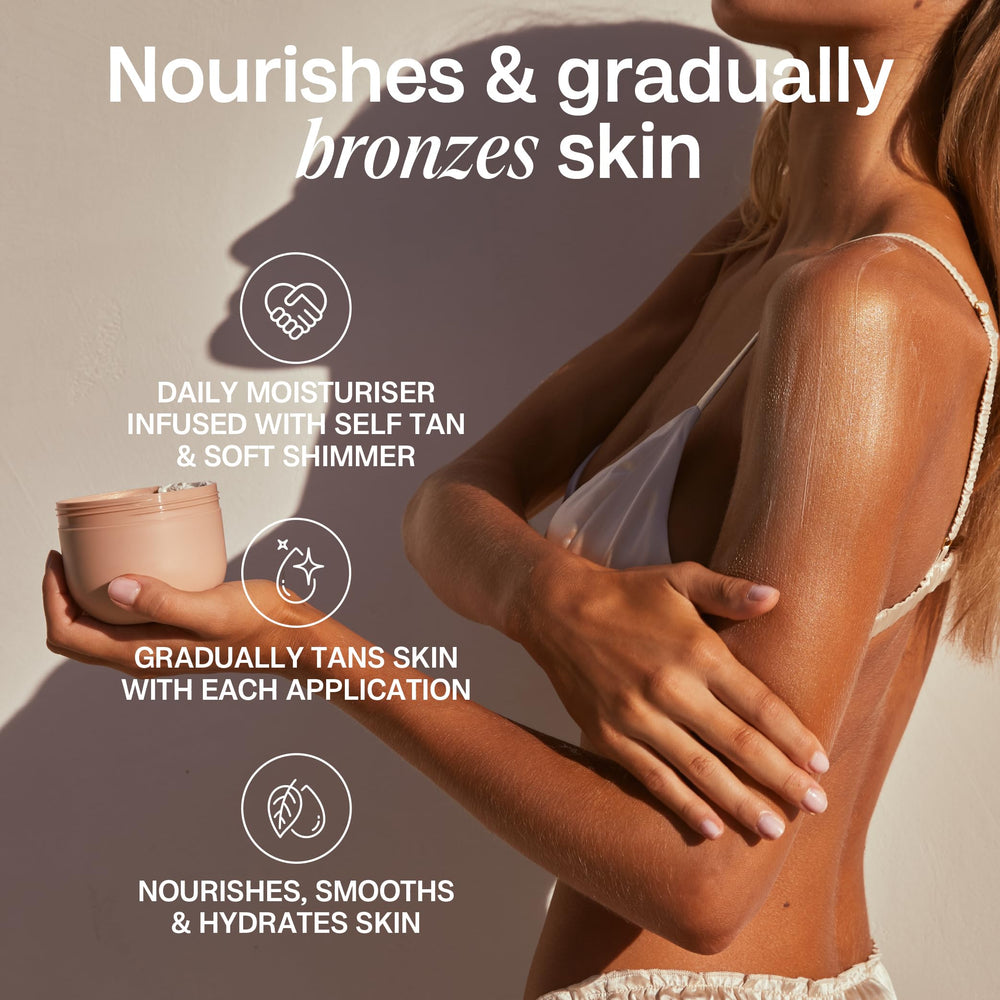 Bali Body Gradual Tanning Butter ingredients panel signals dermatologist-tested formula