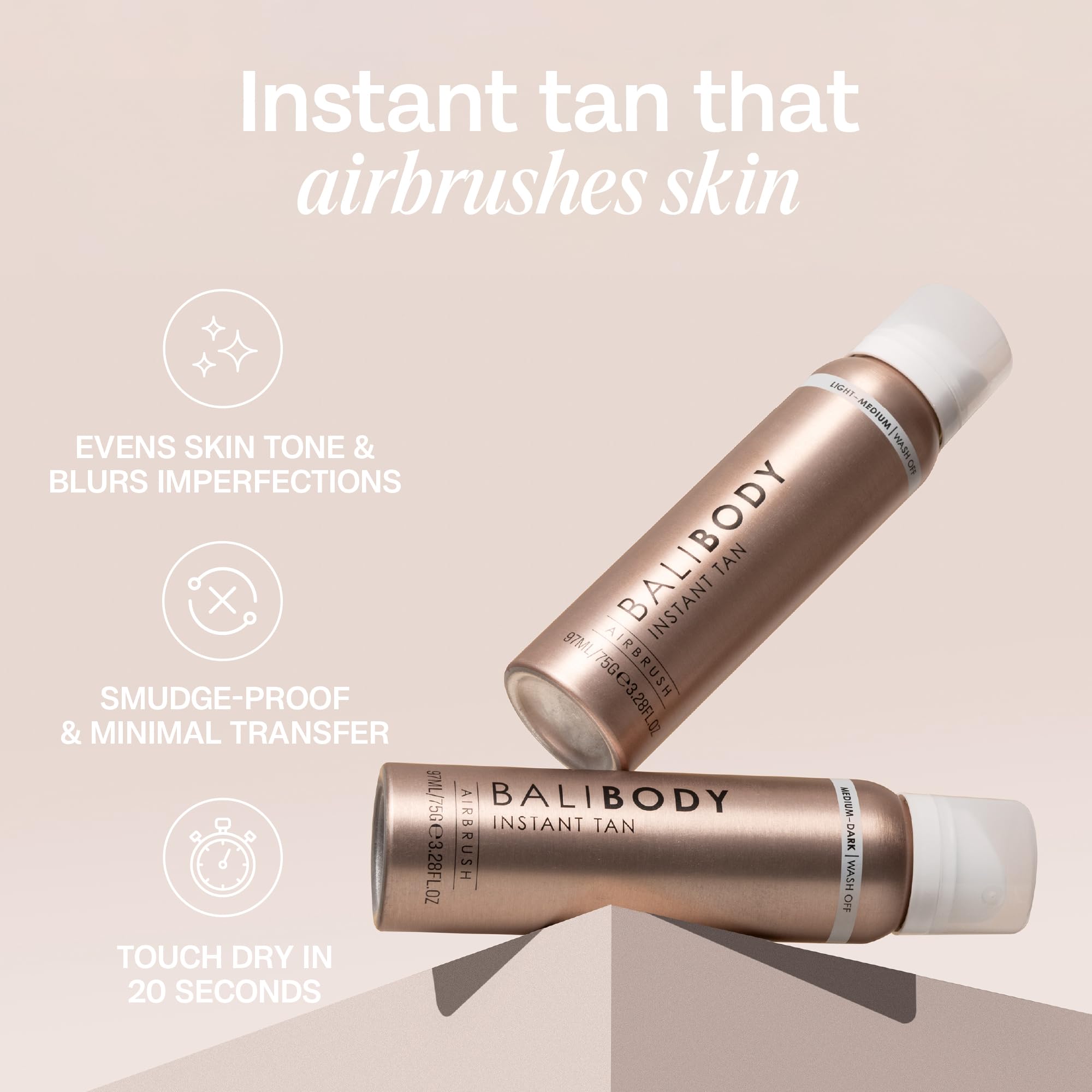 Bali Body Instant Tan close-up shows bronze glow on skin