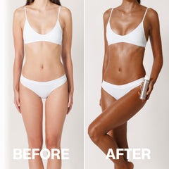 Bali Body Instant Tan mist on leg for even tone