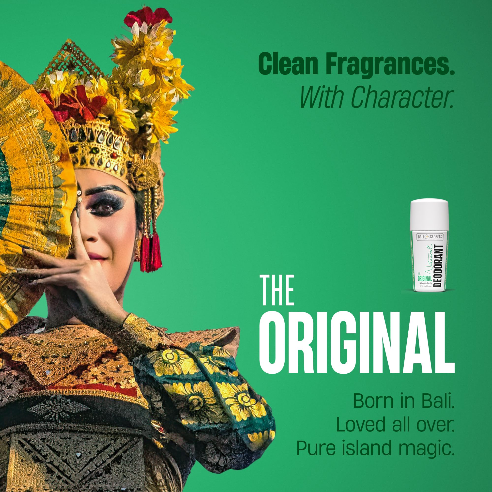 Bali Secrets roll-on application — gentle, skin-friendly deodorant for sensitive skin.
