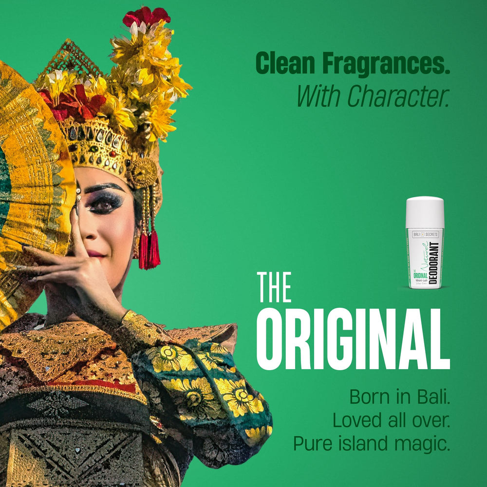 Bali Secrets roll-on application — gentle, skin-friendly deodorant for sensitive skin.
