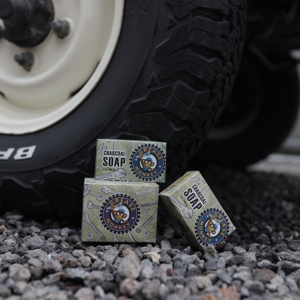 Bali Soap Grease Monkey bar in use for mechanic hand care.