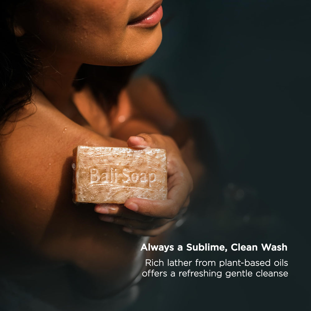 Bali Soap plumeria bar close-up with floral aroma for resort-like relaxation
