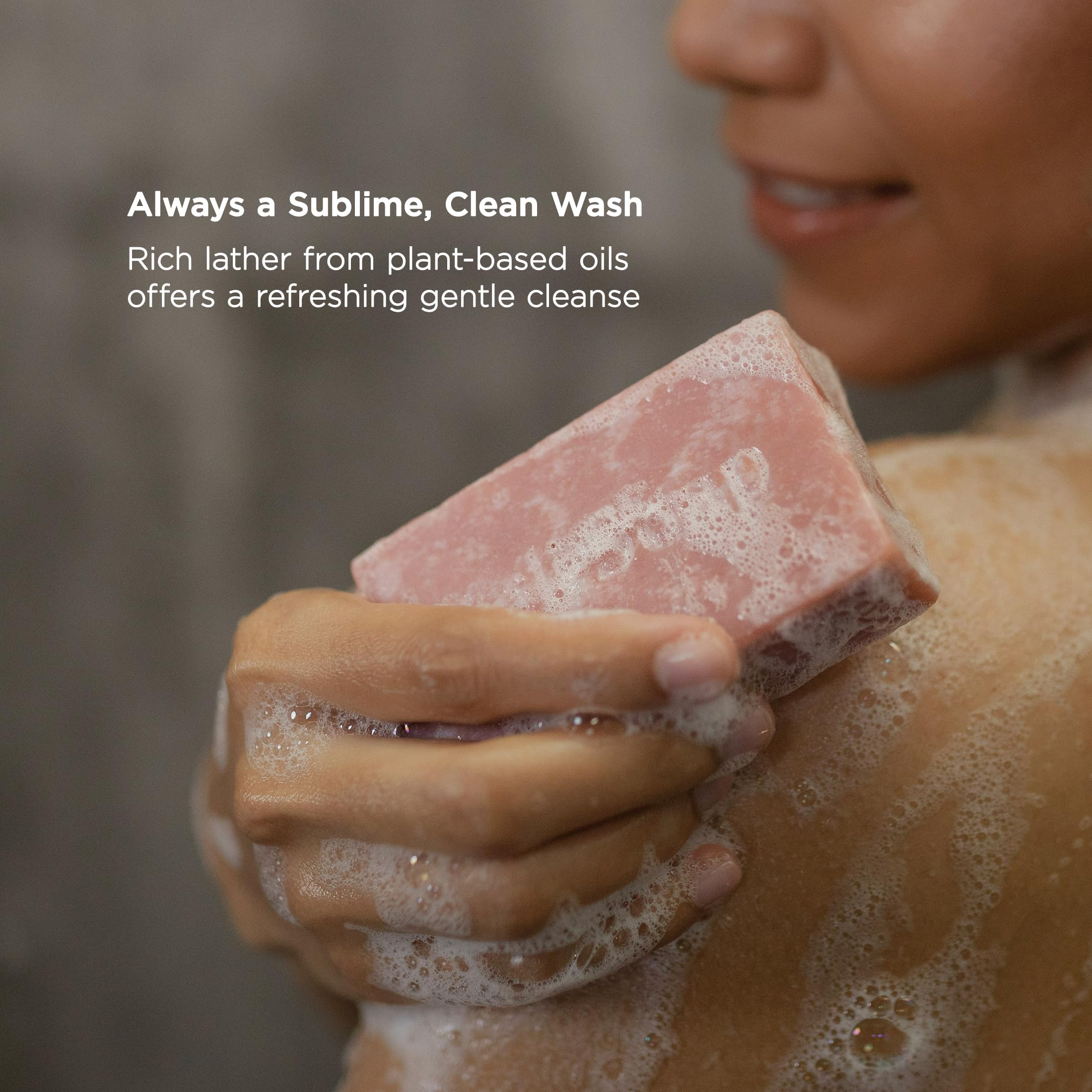 Bali Soap Feminine Collection island bath scene, tropical shower ambience.