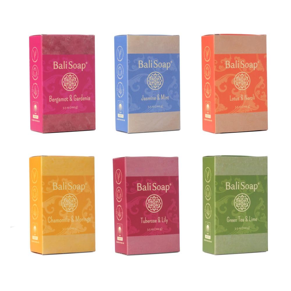Bali Soap Feminine Collection six-pack display, convenient for gifting and daily use.
