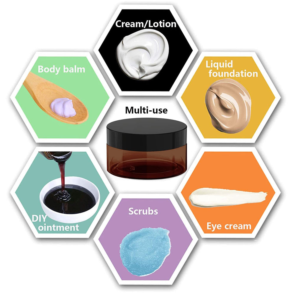 BallHull 12-pack amber jars ideal for cosmetics, pastes, and ointments.