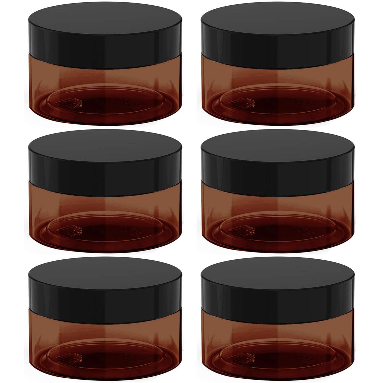 BallHull amber plastic jar 6-pack preserves cosmetics with UV protection and leak-resistance.