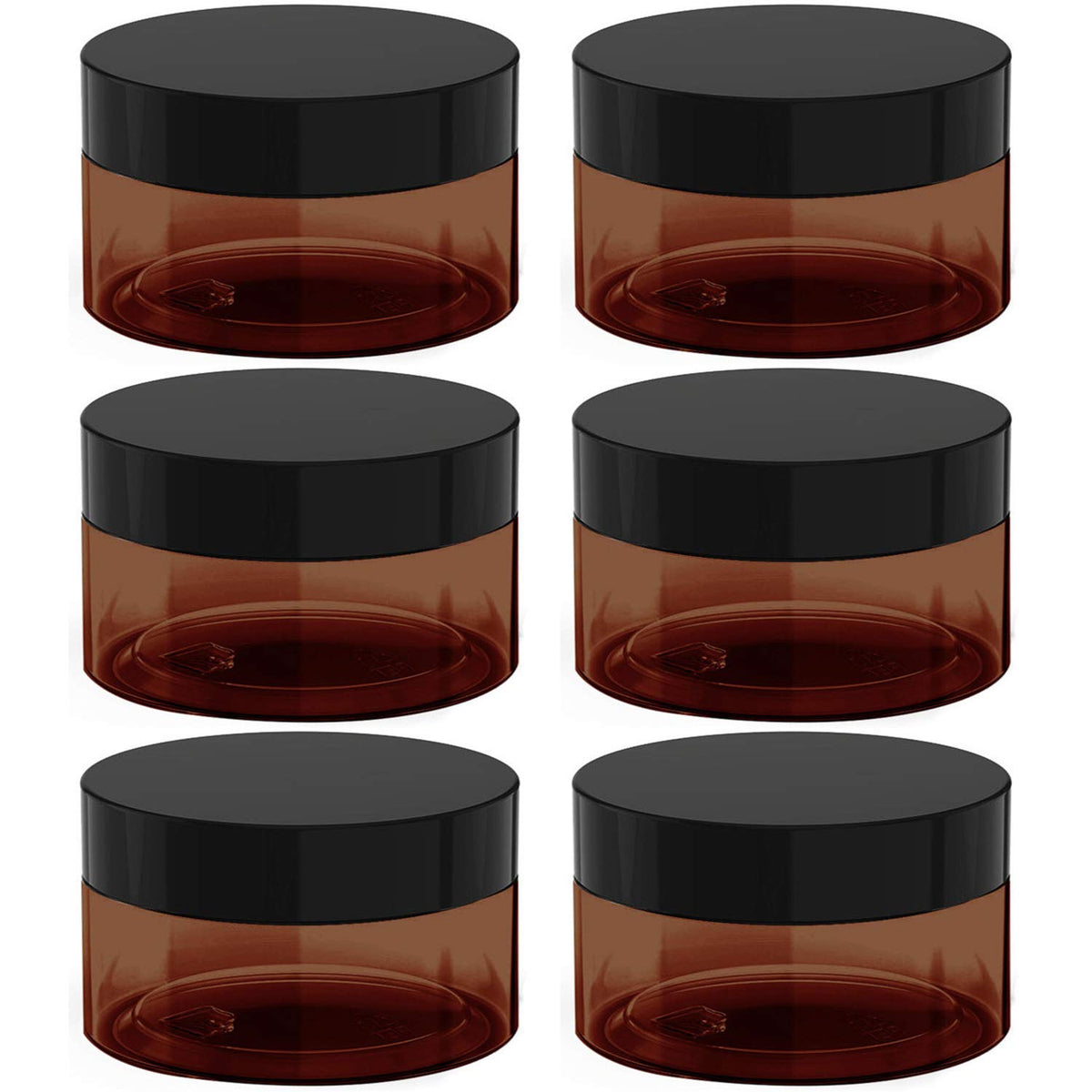 BallHull amber plastic jar 6-pack preserves cosmetics with UV protection and leak-resistance.