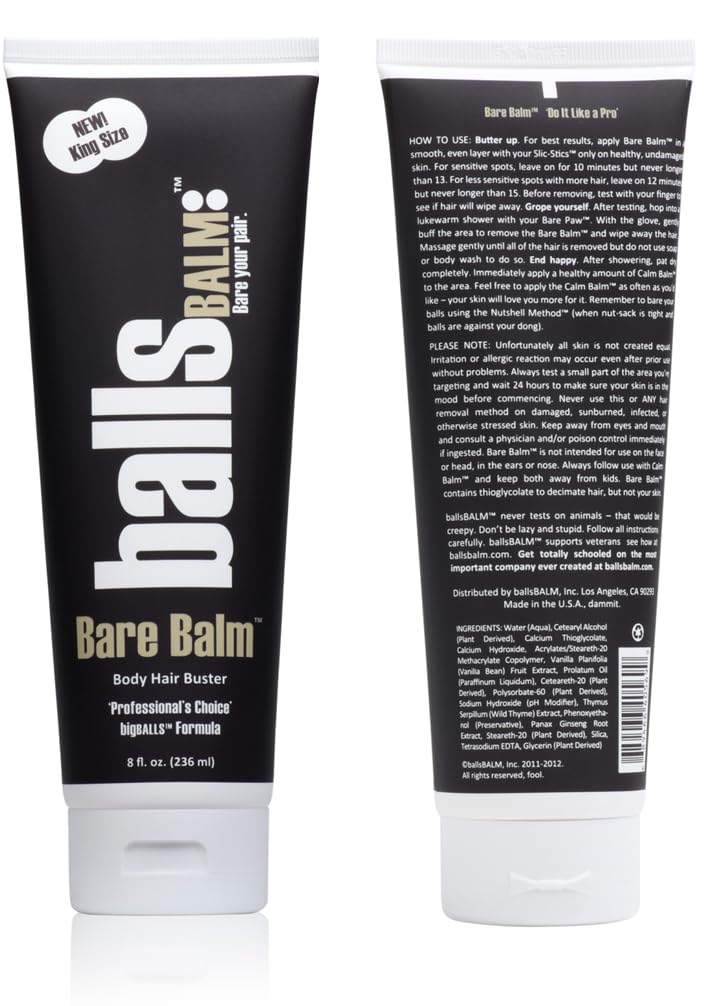 ballsBALM Bare Balm application close-up—smooth glide for sensitive-area grooming.