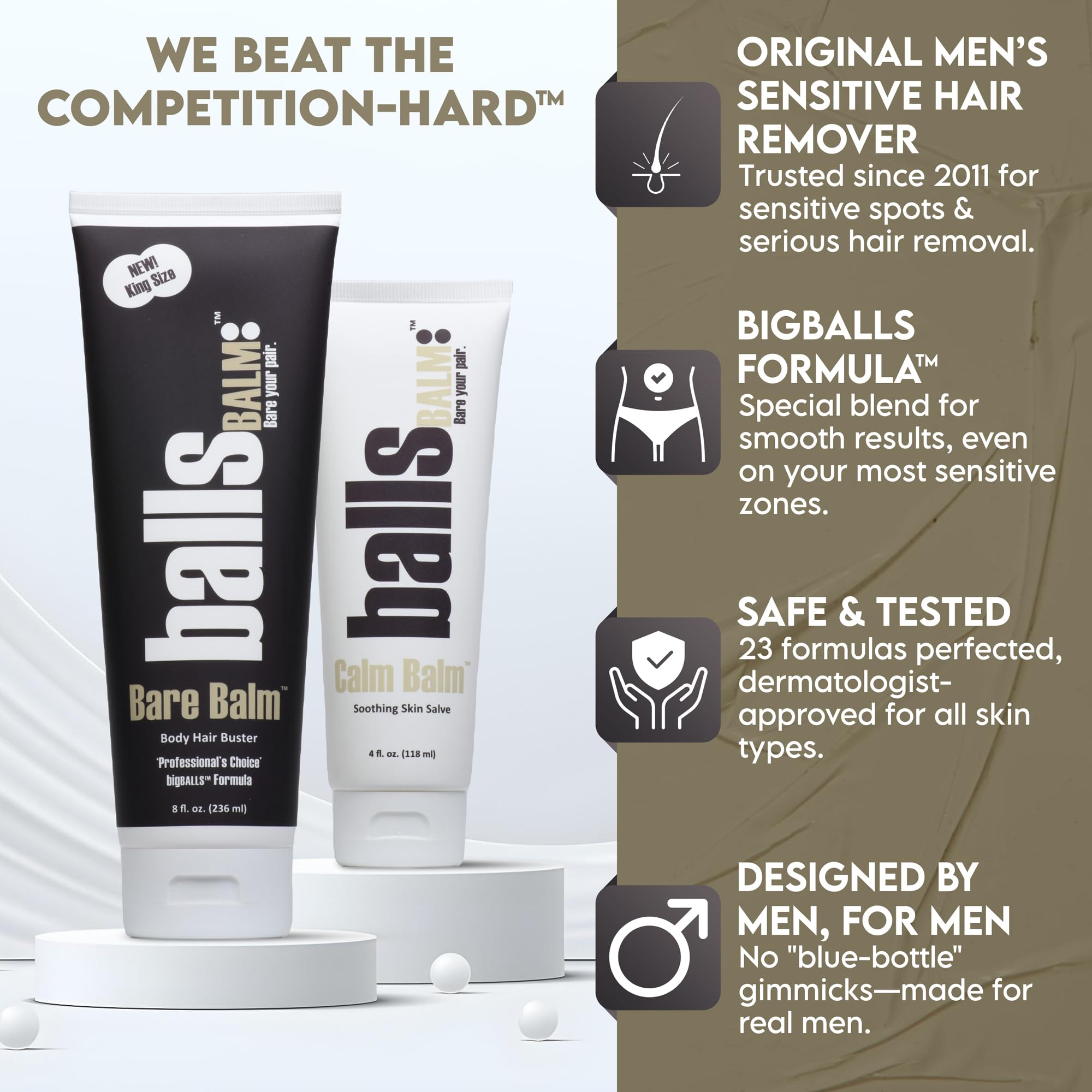 ballsBALM Bare Balm external-use area illustration—apply south of the neck safely.