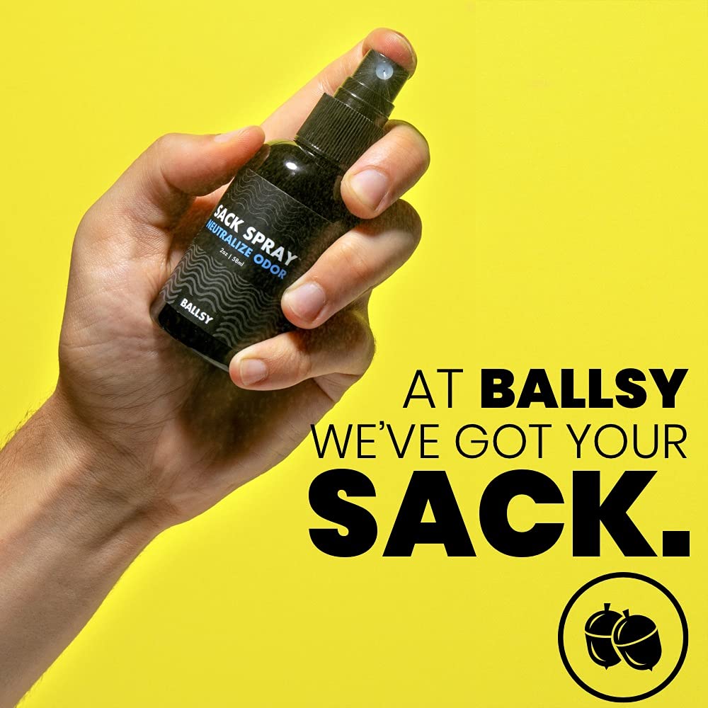 Ballsy Body & Groin Spray dispense shows easy 1-2 pump application.