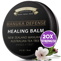 BALM OF GILEAD Tea Tree Balm tube ready for soothing foot care and moisture.