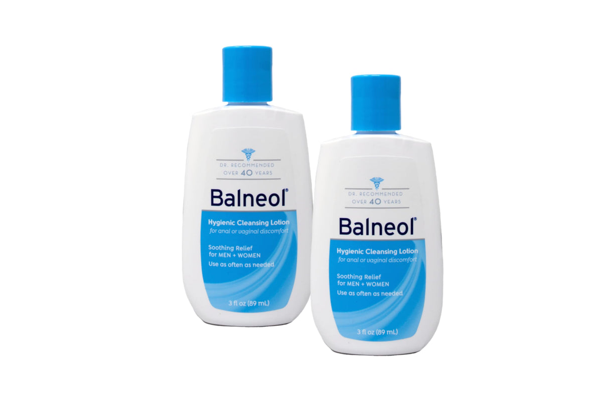 Balneol cleansing lotion bottle closeup showing gentle cleansing for sensitive skin