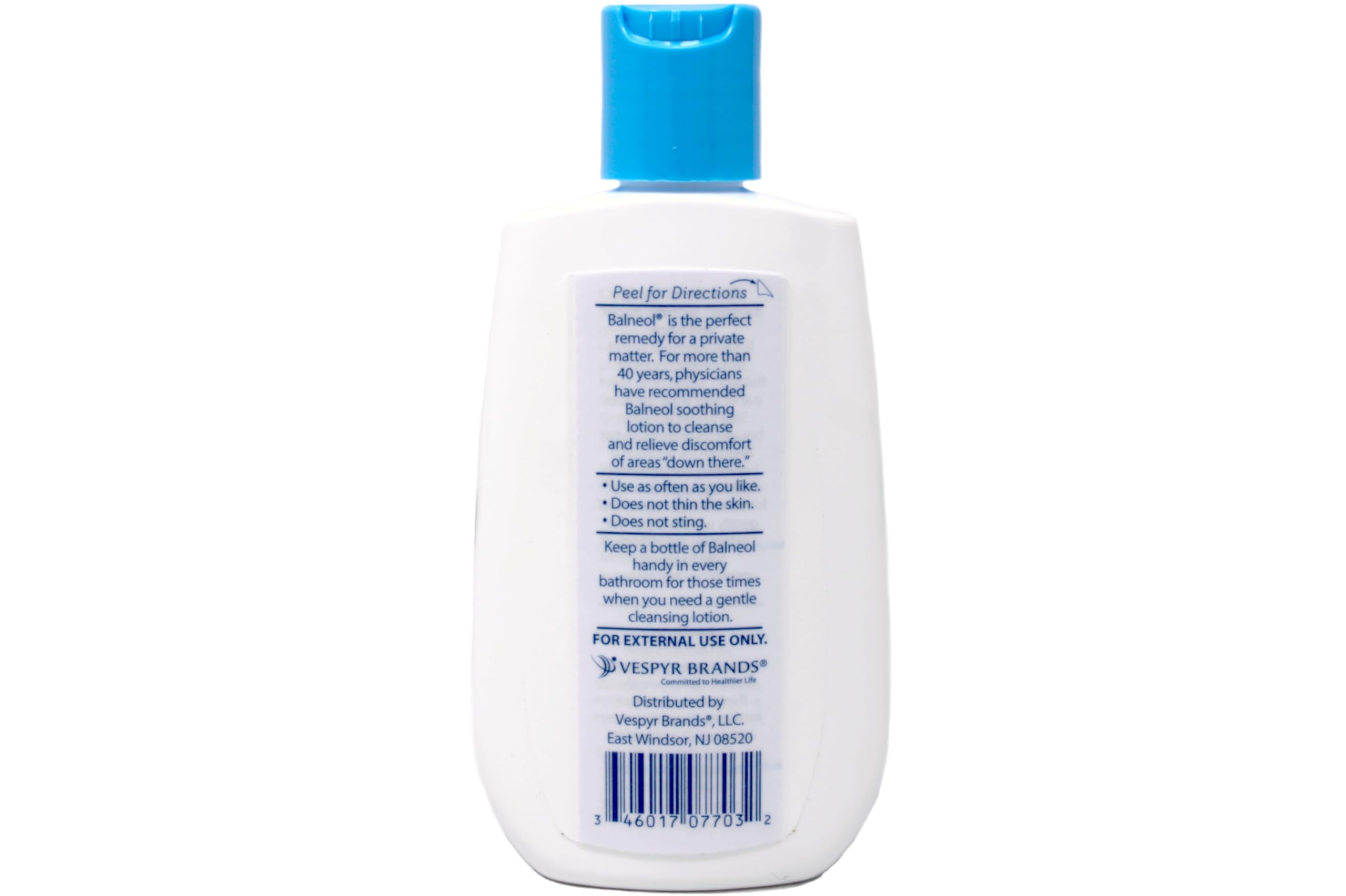 Balneol Hygienic Cleansing Lotion bottle pour shot showing easy application.