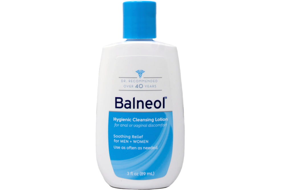 Balneol label close-up highlighting soothing intimate relief