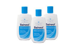 Balneol pack 3 bottles display shows convenient home stocking for gentle cleansing