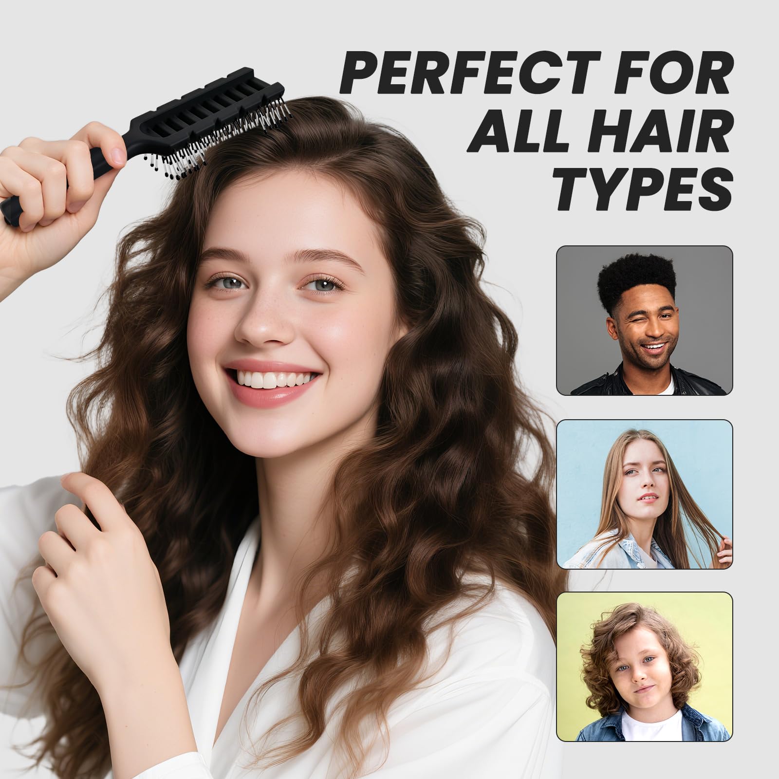 BALON hair brush detangling-scene shows detangling, styling, and gentle scalp massage.