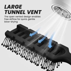 BALON hair brush with large vents boosts airflow for faster blow-drying.