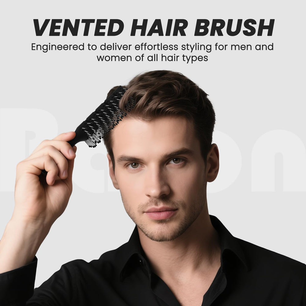 BALON hair brush suitable-for-all-hair-types handles straight, curly, thick, and fine hair.