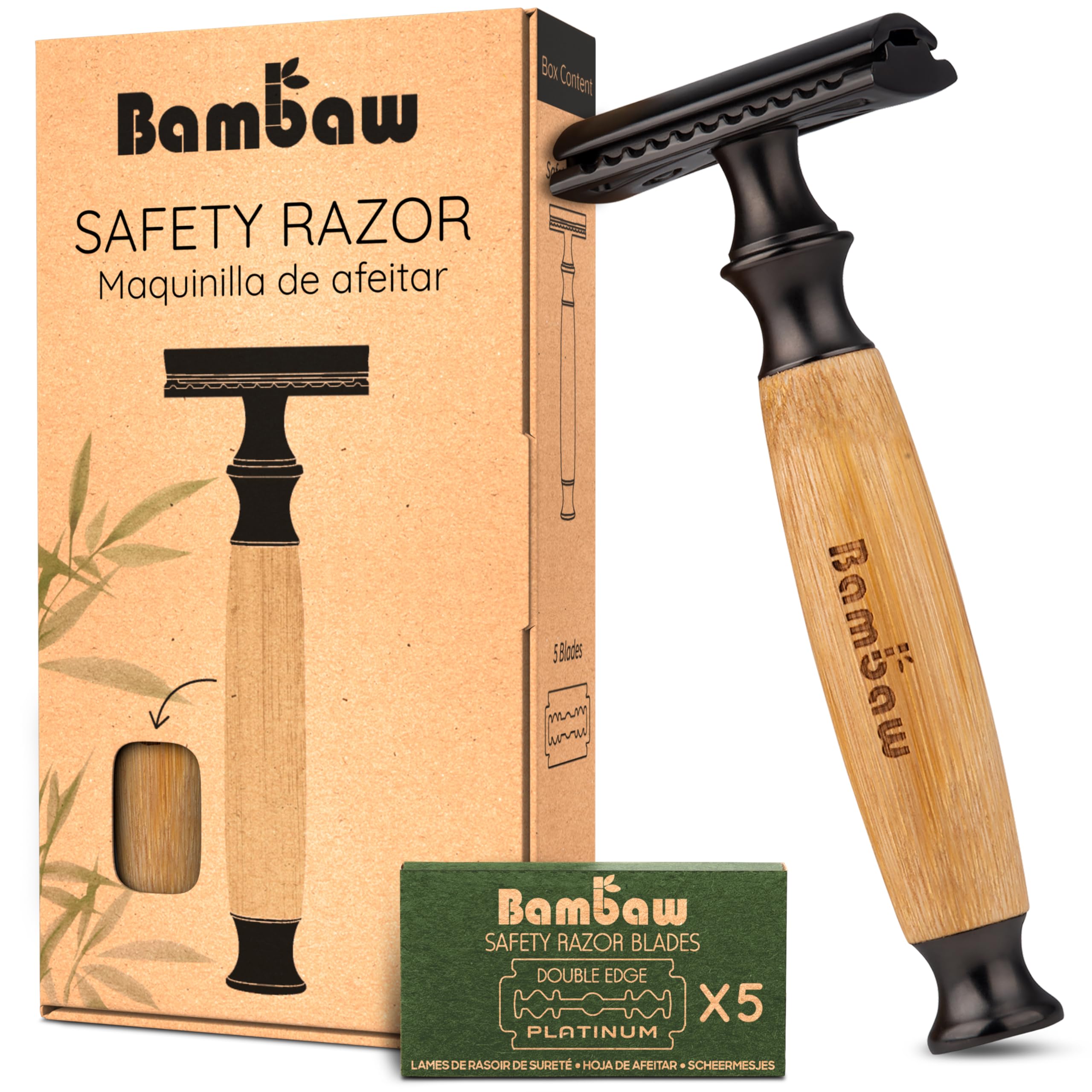 Bambaw double-edge safety razor with bamboo handle delivers precise control for a close shave.
