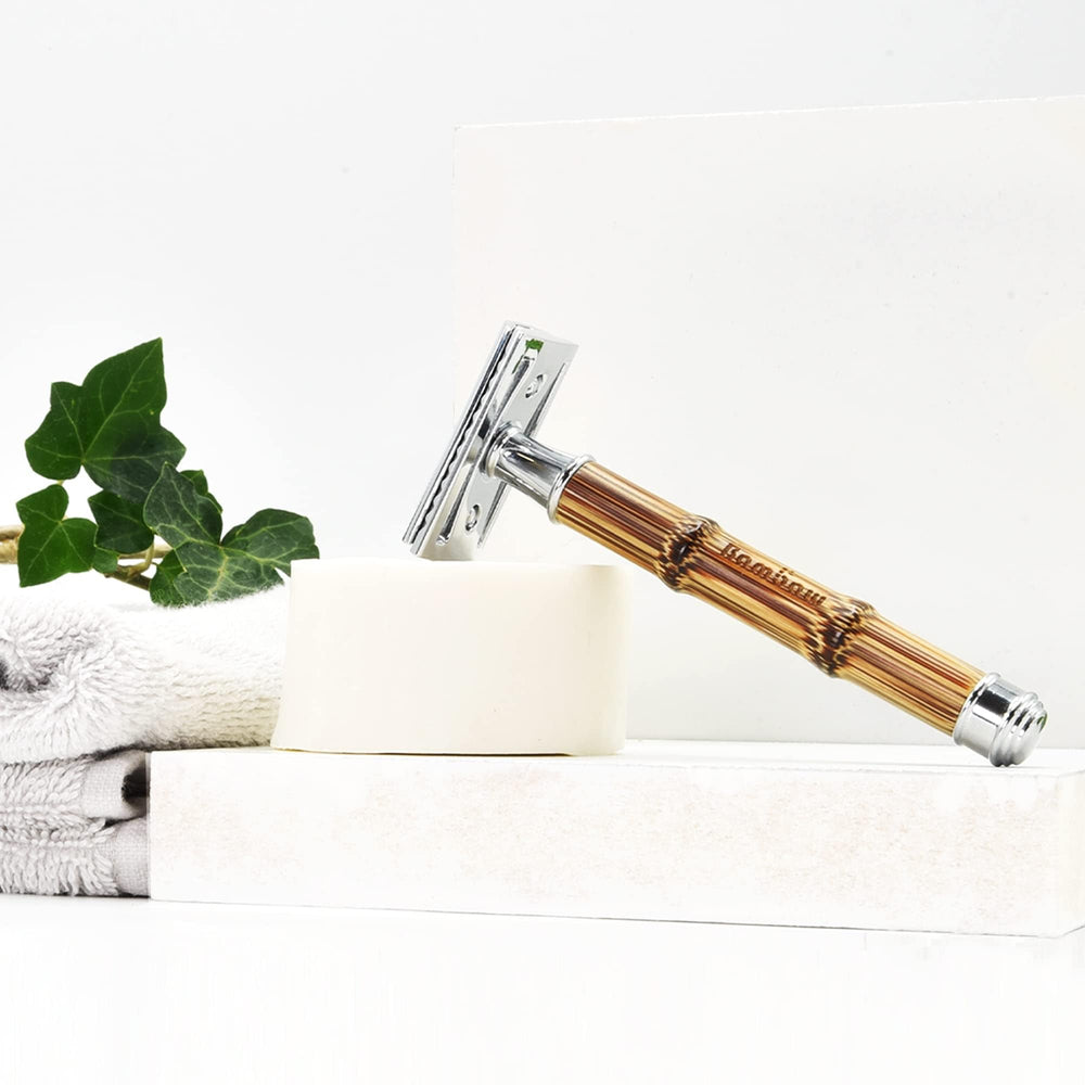Bambaw eco-friendly packaging highlights plastic-free design for sustainable shaving.