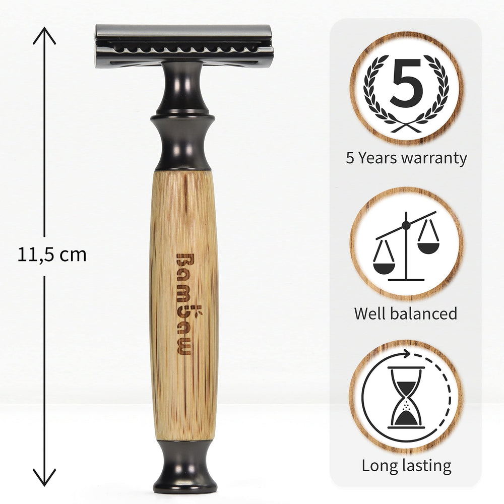 Bambaw safety razor blades pack supports long-lasting clean shaves with affordable replacements.